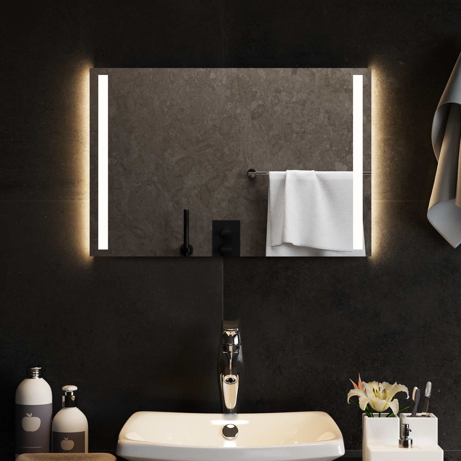 Specchio da bagno LED Trasparente 60 x 40 cm vetro temperato
