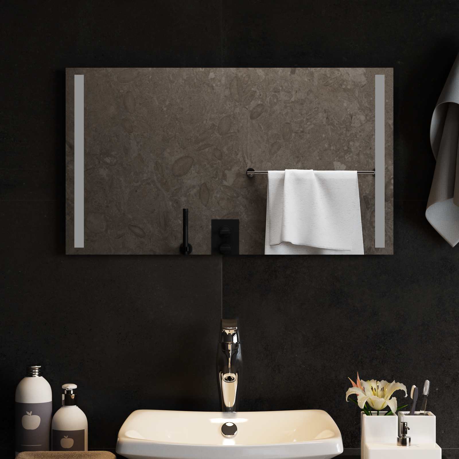 Specchio da bagno LED Trasparente 70 x 40 cm vetro temperato