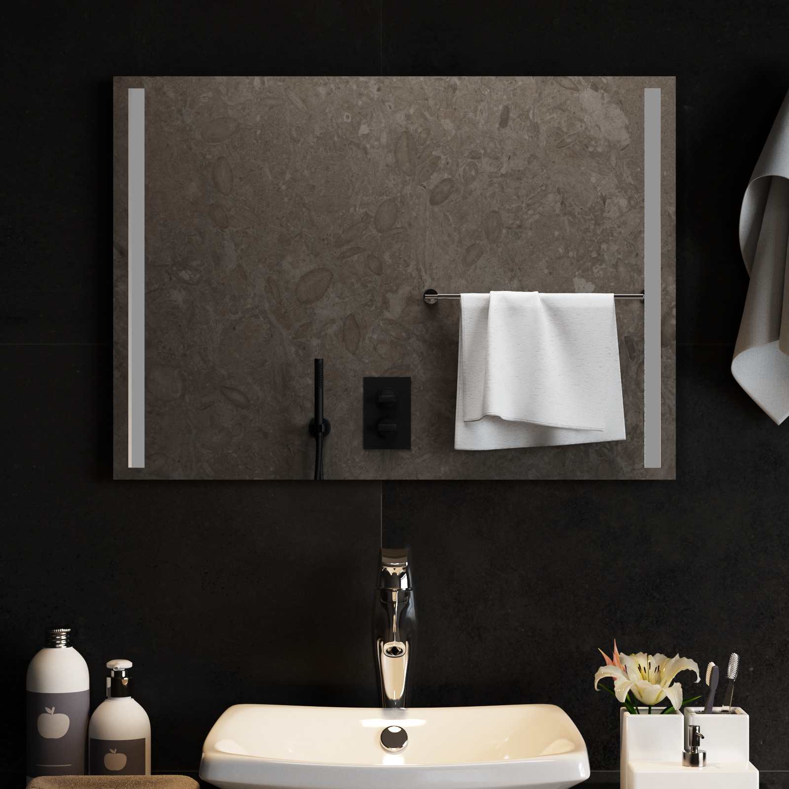 Specchio da bagno LED Trasparente 70 x 50 cm vetro temperato
