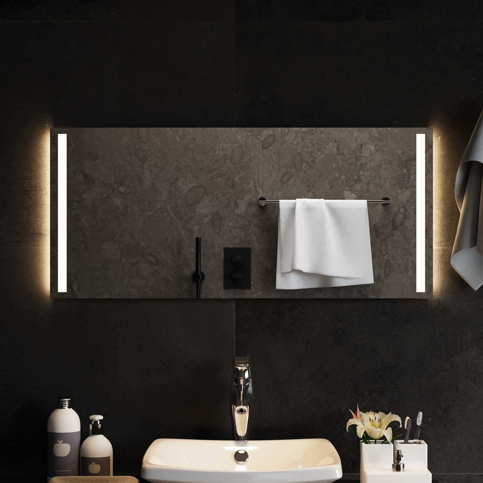 Specchio da bagno LED Trasparente 90 x 40 cm vetro temperato