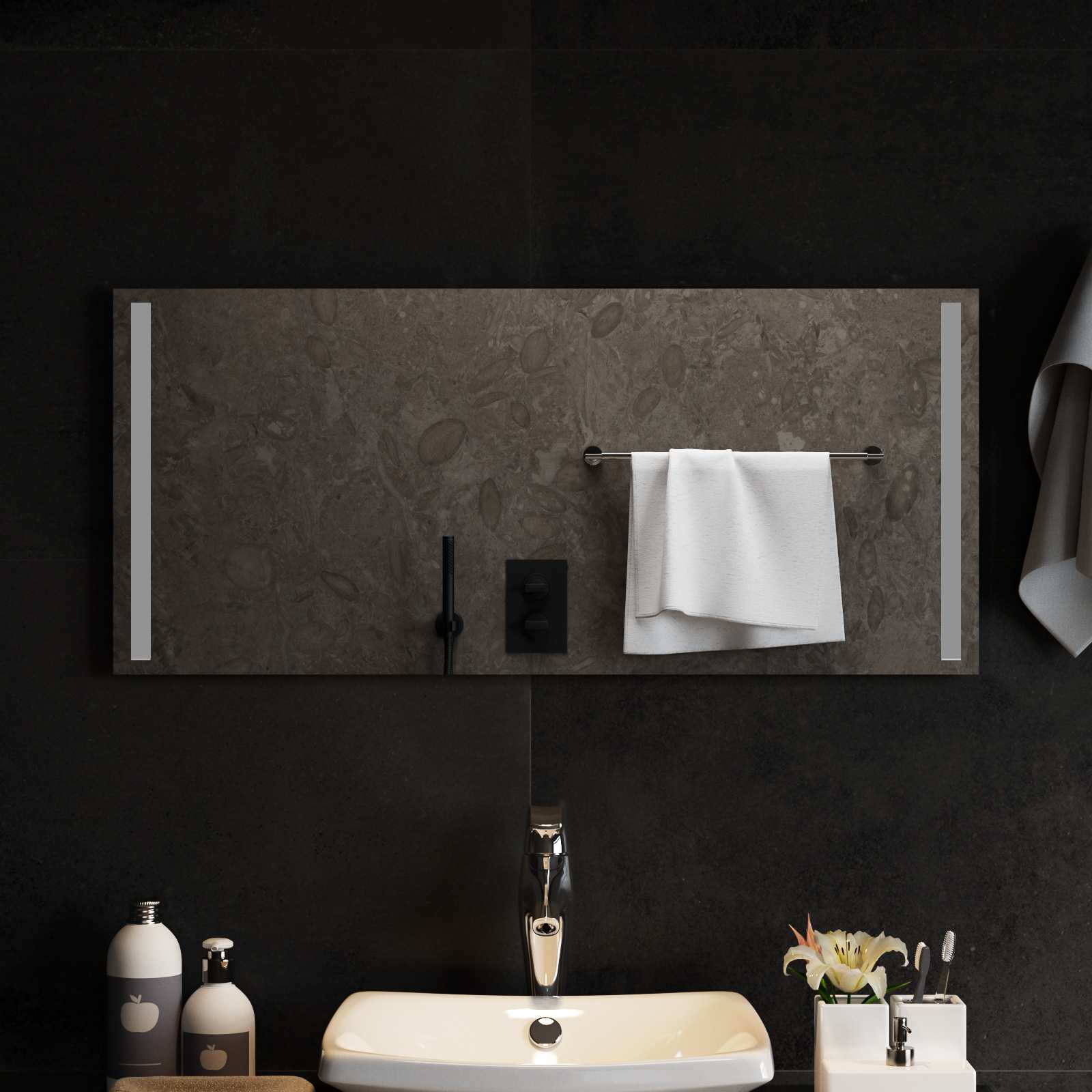 Specchio da bagno LED Trasparente 90 x 40 cm vetro temperato
