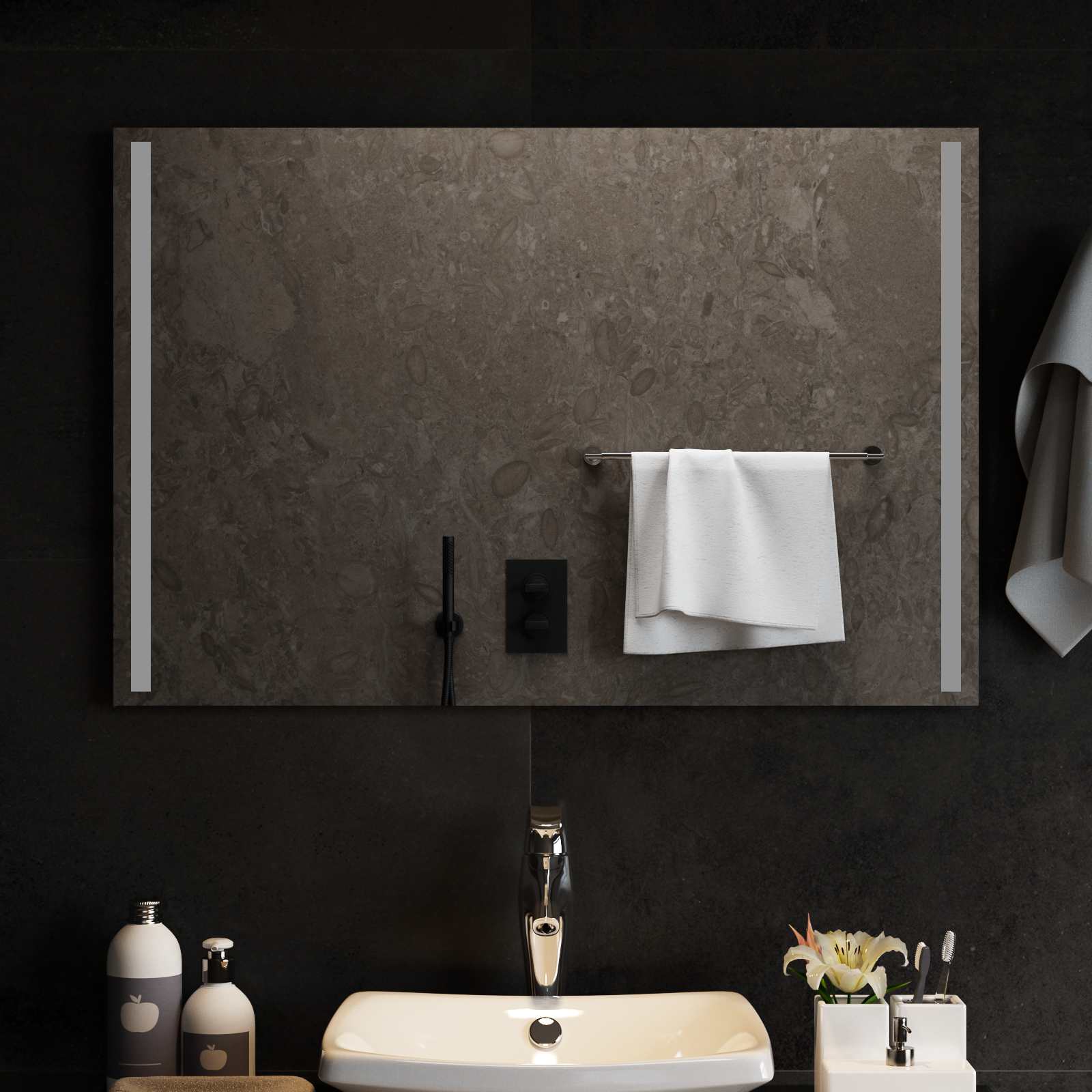 Specchio da bagno LED Trasparente 90 x 60 cm vetro temperato