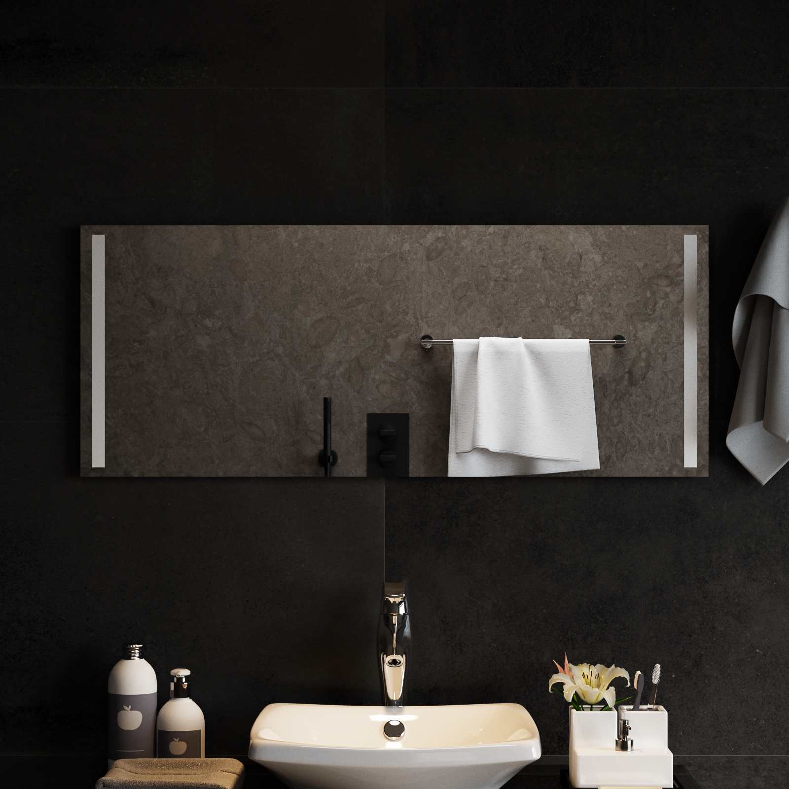 Specchio da bagno LED Trasparente 100 x 40 cm vetro temperato