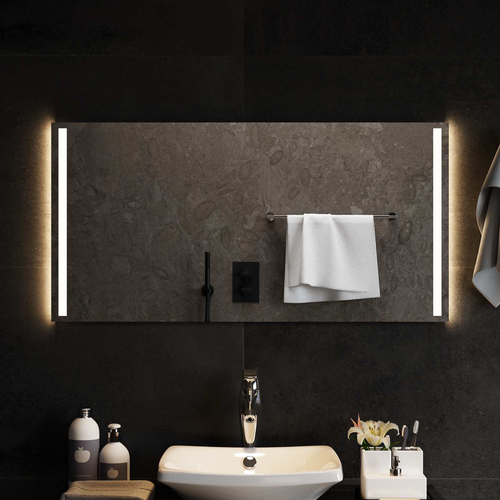 Specchio da bagno LED Trasparente 100 x 50 cm vetro temperato