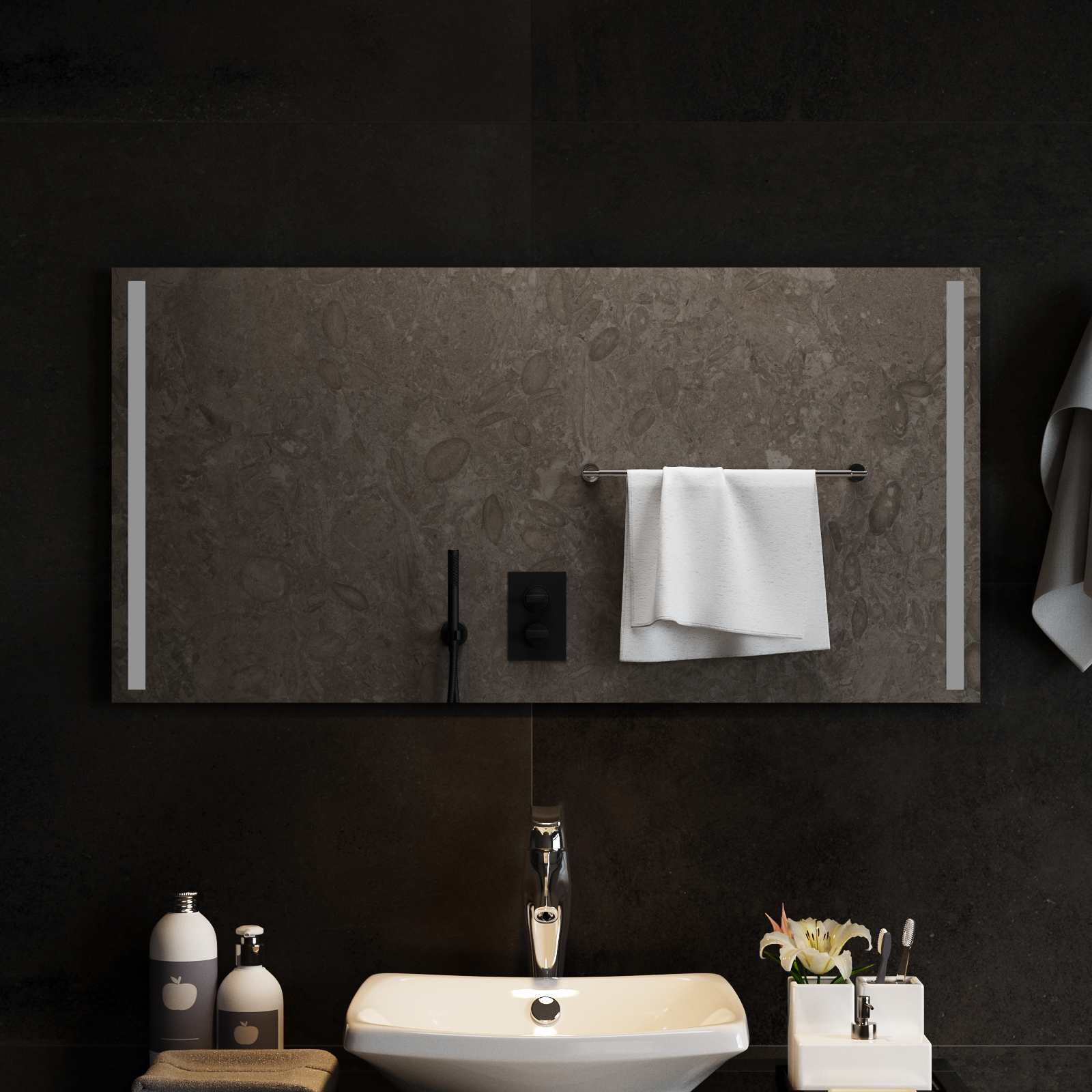 Specchio da bagno LED Trasparente 100 x 50 cm vetro temperato