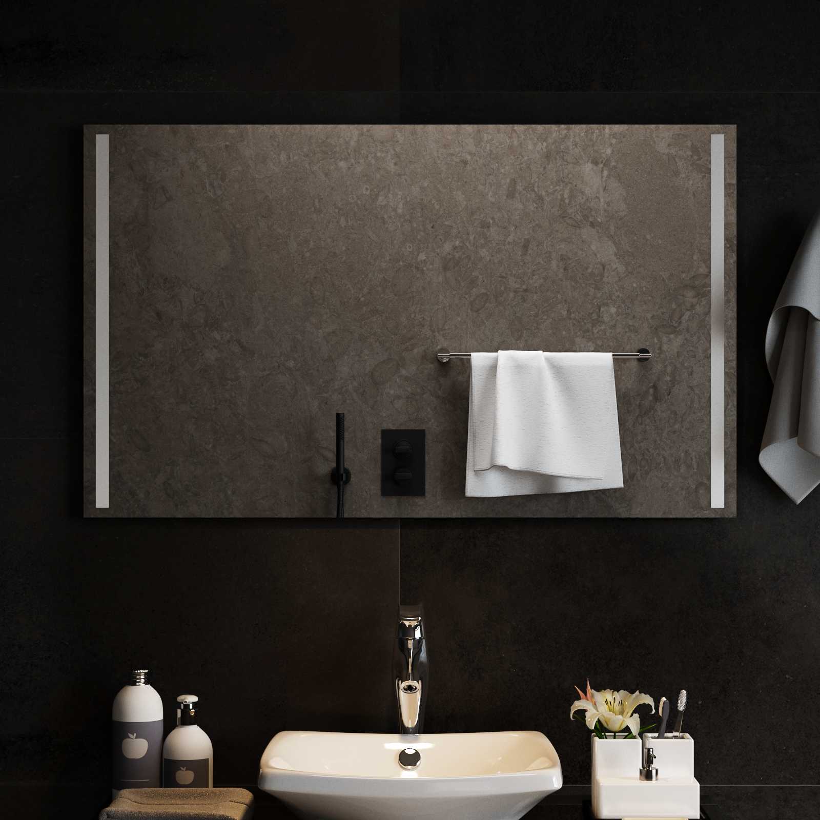 Specchio da bagno LED Trasparente 100 x 60 cm vetro temperato