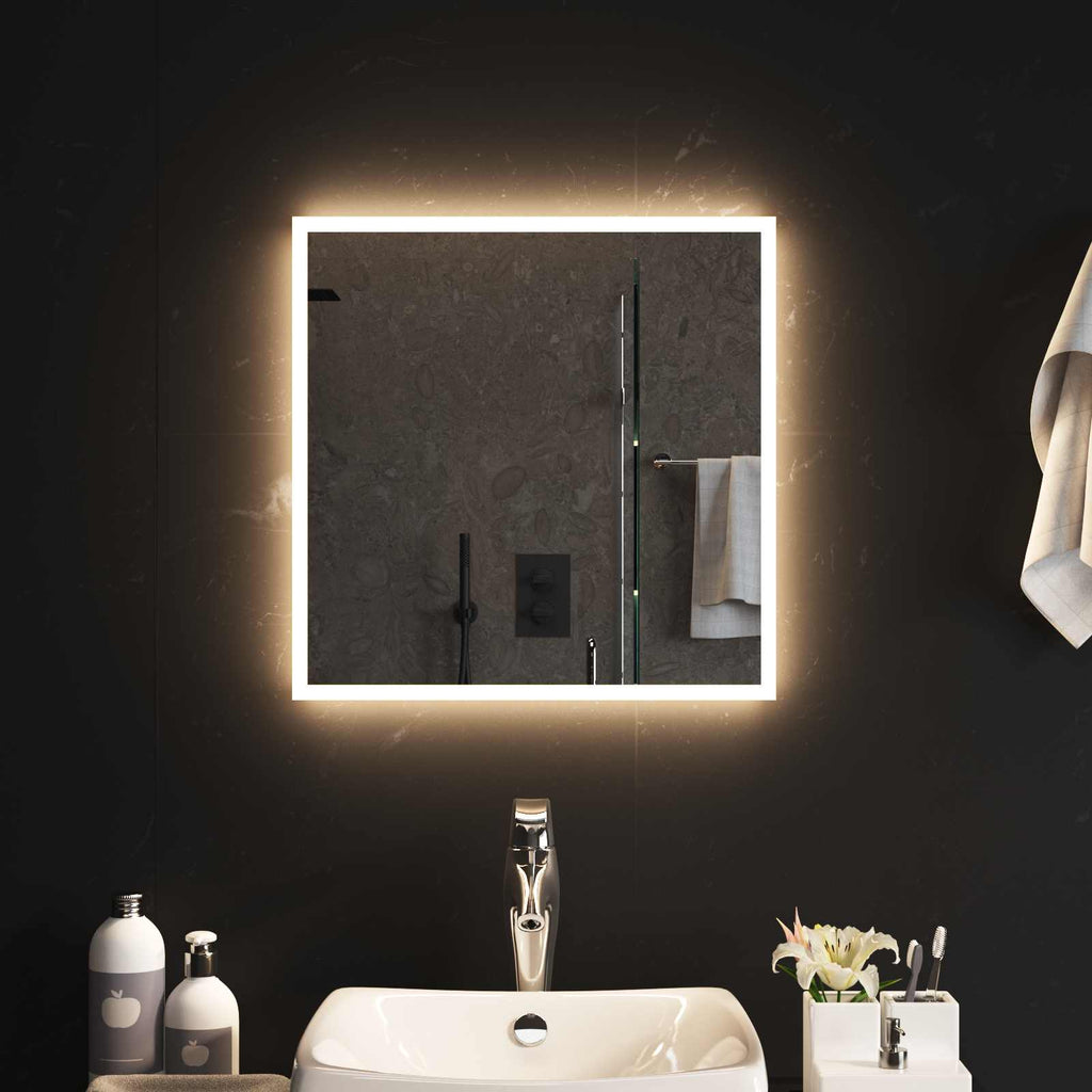 Specchio da bagno LED Trasparente 50 x 50 cm vetro temperato