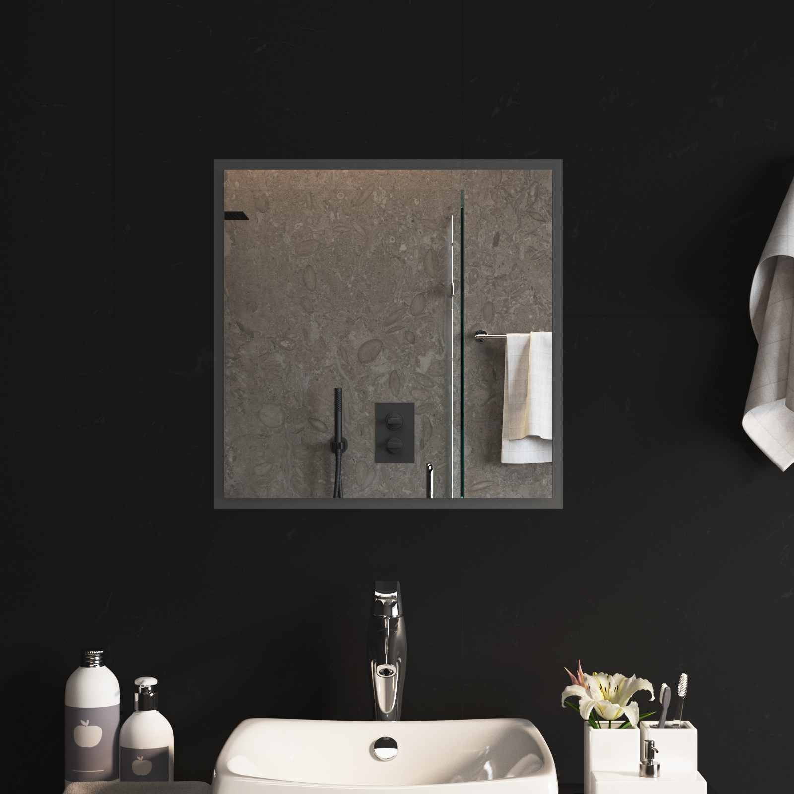 Specchio da bagno LED Trasparente 50 x 50 cm vetro temperato