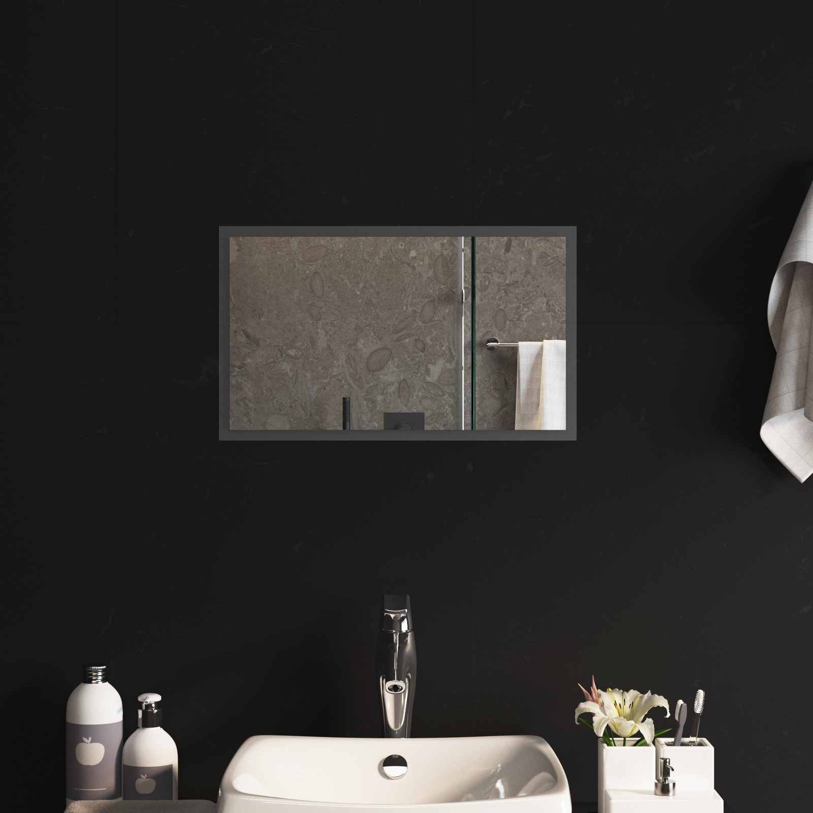 Specchio da bagno LED Trasparente 50 x 30 cm vetro temperato