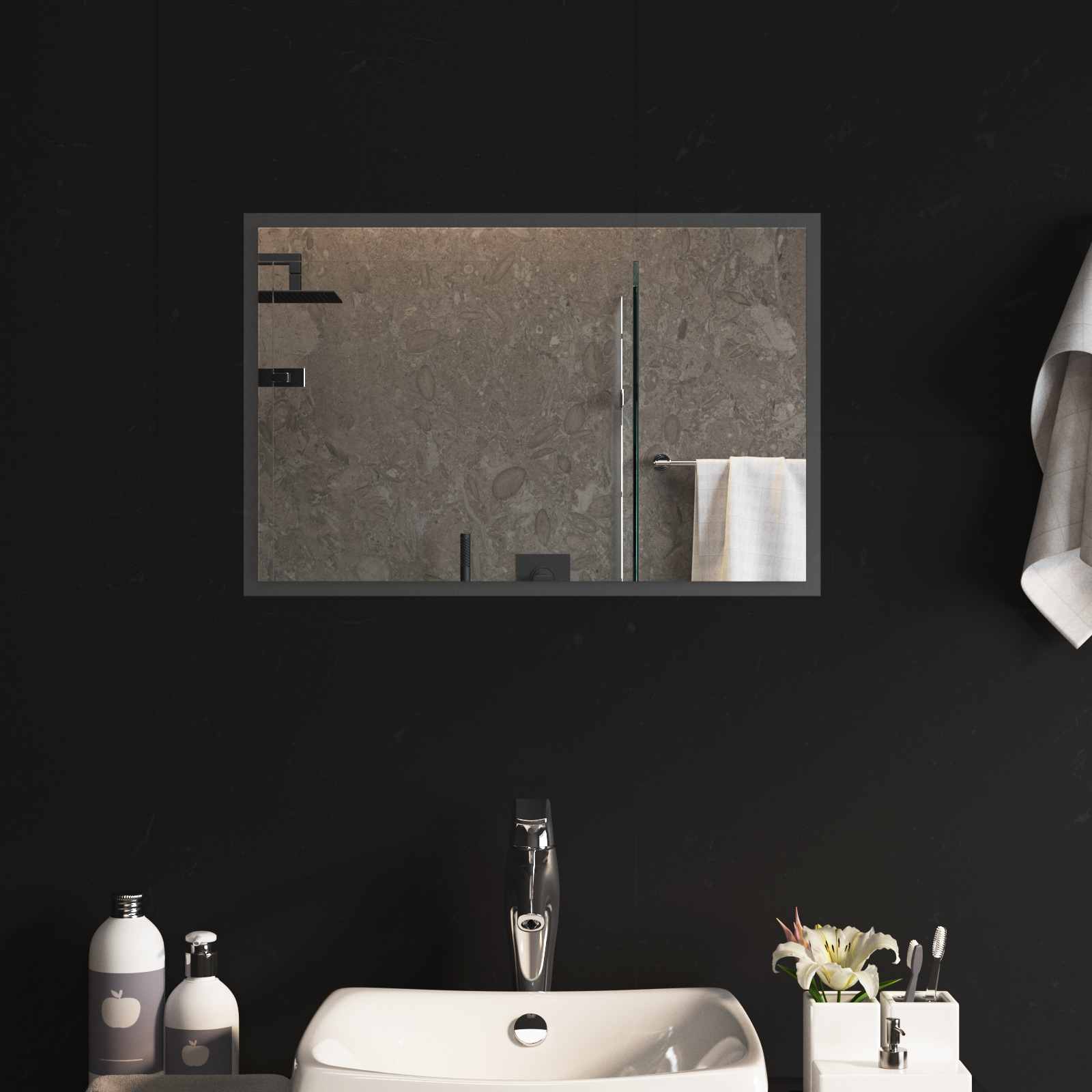 Specchio da bagno LED Trasparente 60 x 40 cm vetro temperato