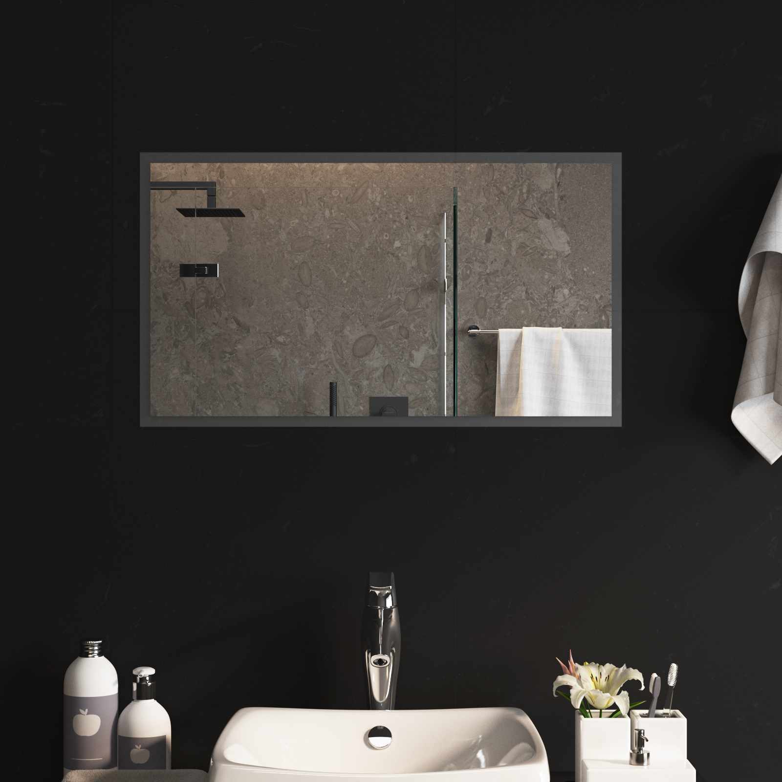Specchio da bagno LED Trasparente 70 x 40 cm vetro temperato