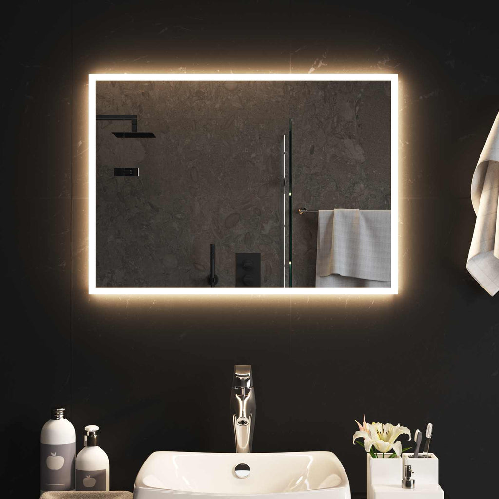 Specchio da bagno LED Trasparente 70 x 50 cm vetro temperato