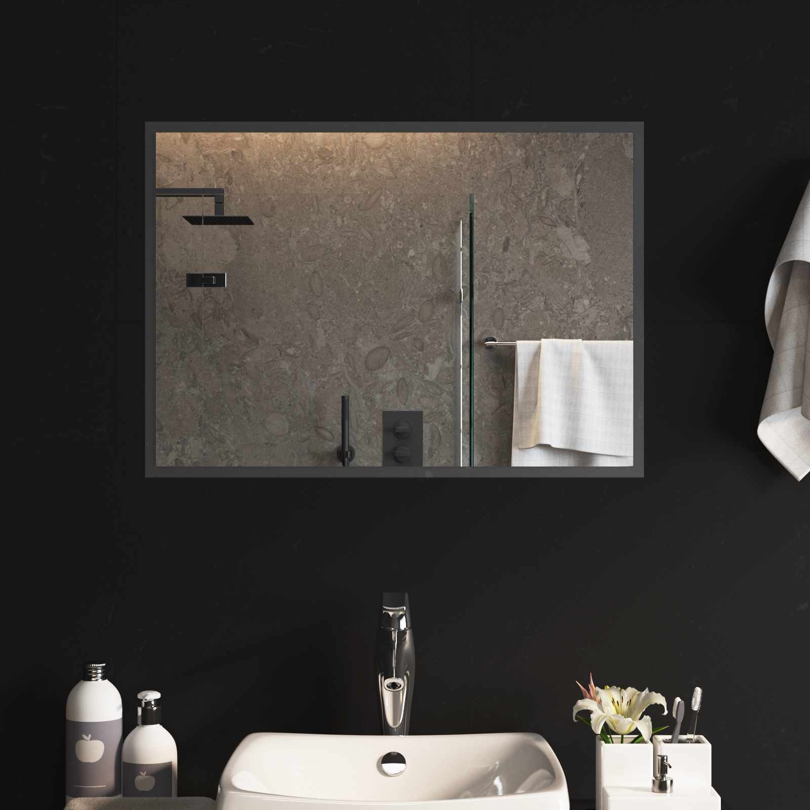 Specchio da bagno LED Trasparente 70 x 50 cm vetro temperato