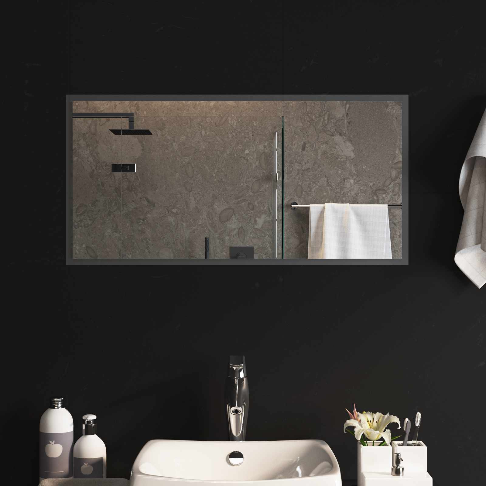Specchio da bagno LED Trasparente 80 x 40 cm vetro temperato