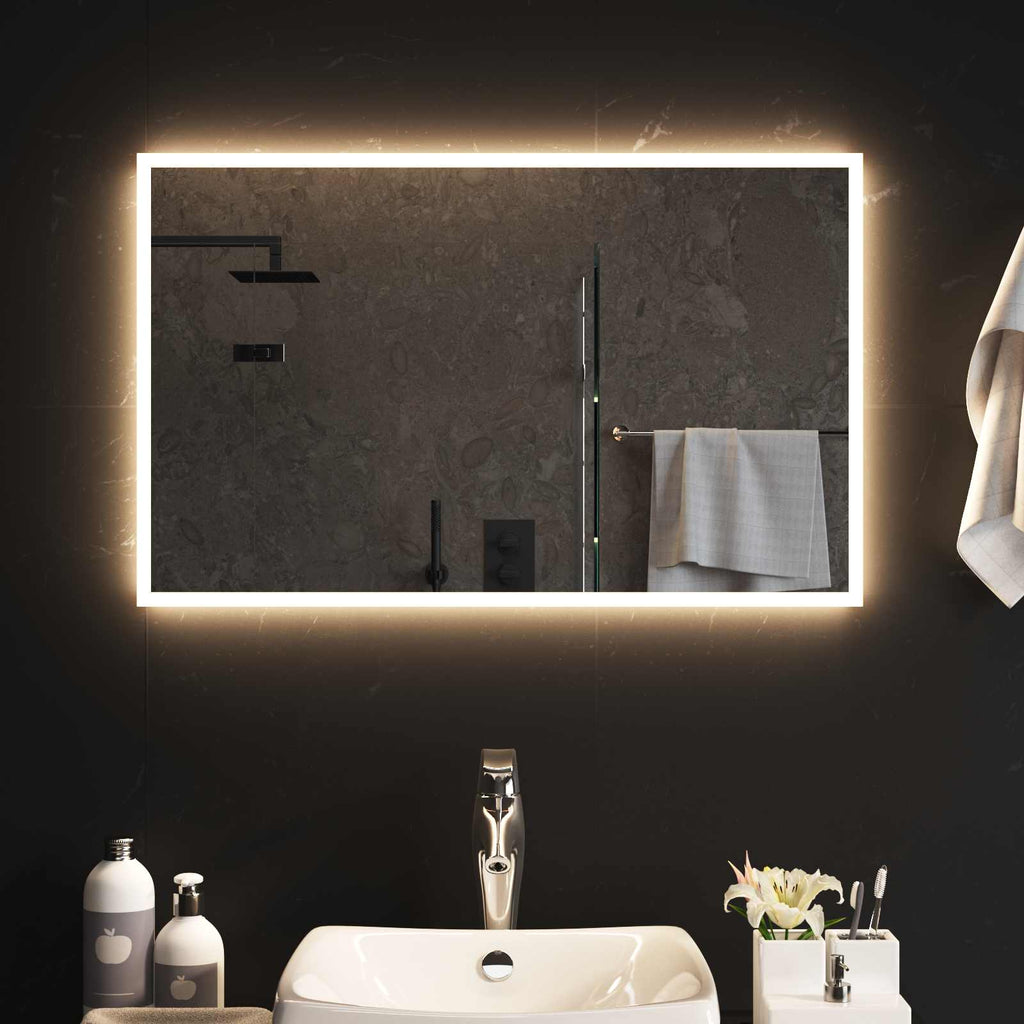 Specchio da bagno LED Trasparente 80 x 50 cm vetro temperato