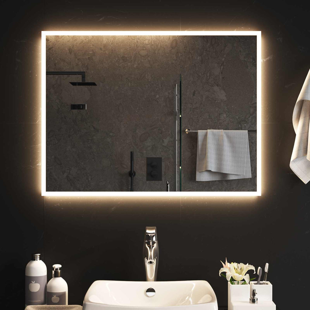 Specchio da bagno LED Trasparente 80 x 60 cm vetro temperato