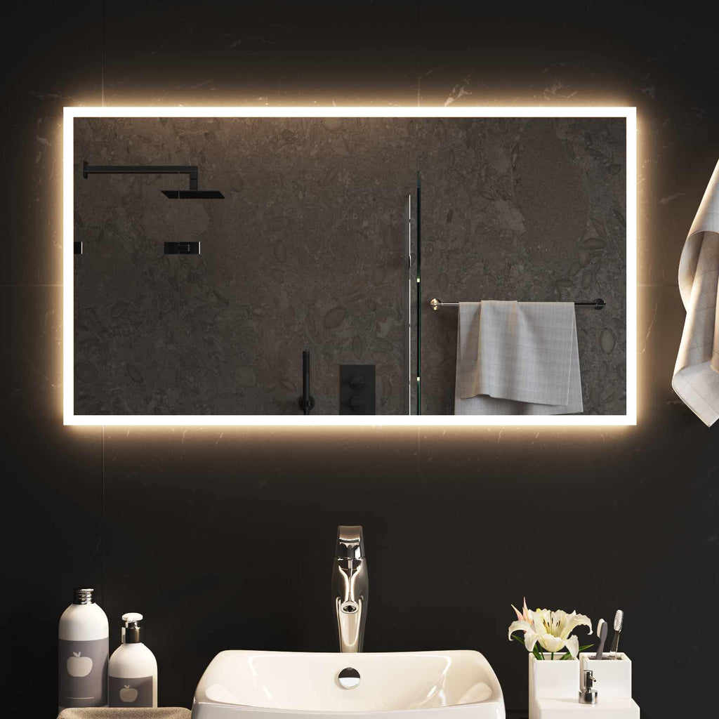 Specchio da bagno LED Trasparente 90 x 50 cm vetro temperato