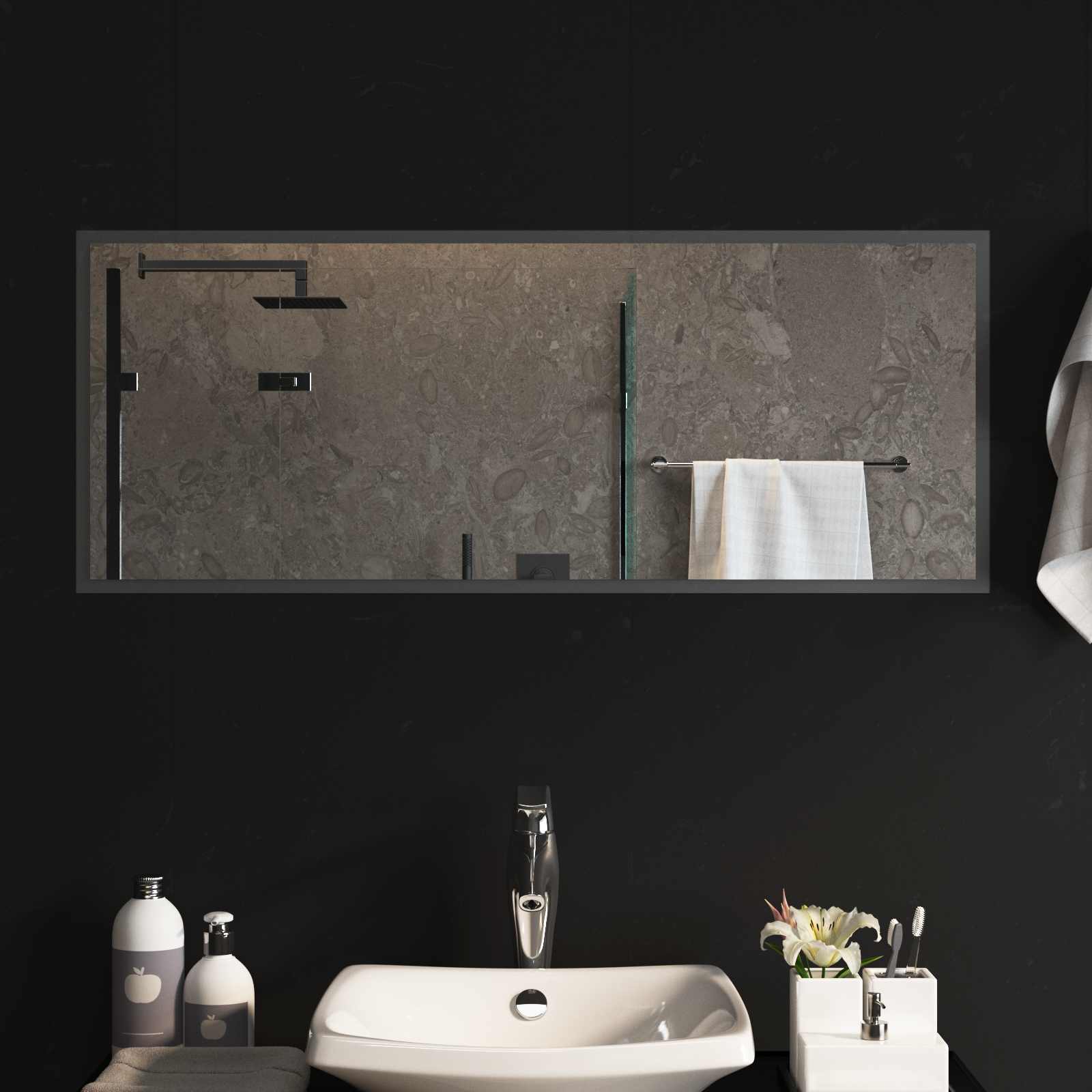 Specchio da bagno LED Trasparente 100 x 40 cm vetro temperato