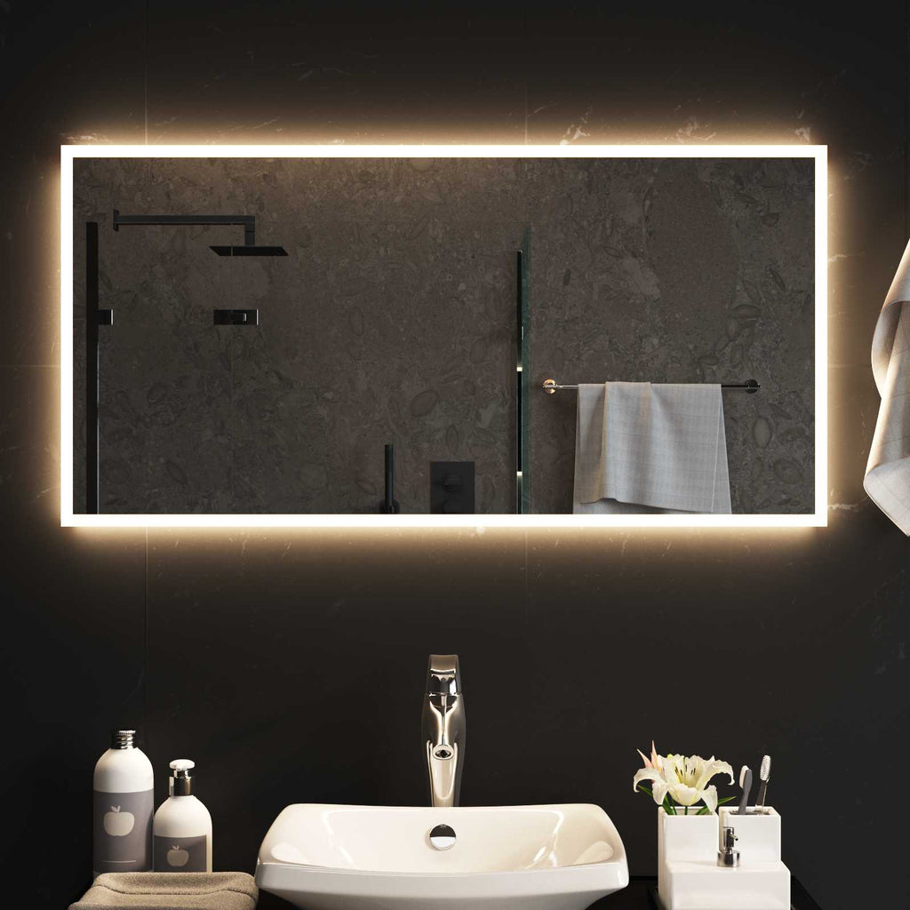 Specchio da bagno LED Trasparente 100 x 50 cm vetro temperato