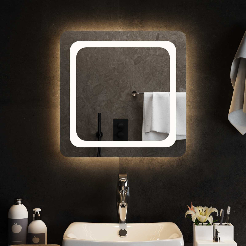 Specchio da bagno LED Trasparente 50 x 50 cm vetro temperato