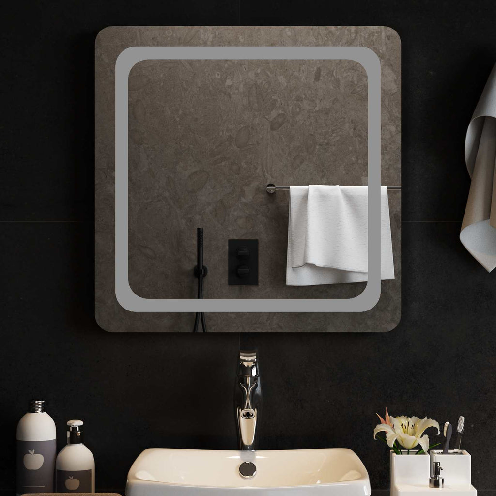 Specchio da bagno LED Trasparente 60 x 60 cm vetro temperato