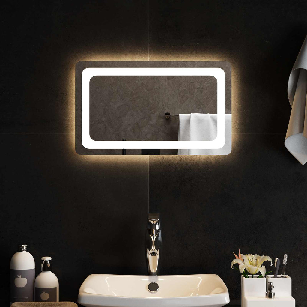 Specchio da bagno LED Trasparente 50 x 30 cm vetro temperato