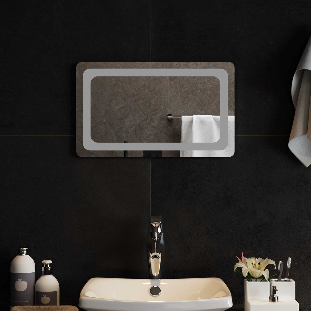 Specchio da bagno LED Trasparente 50 x 30 cm vetro temperato