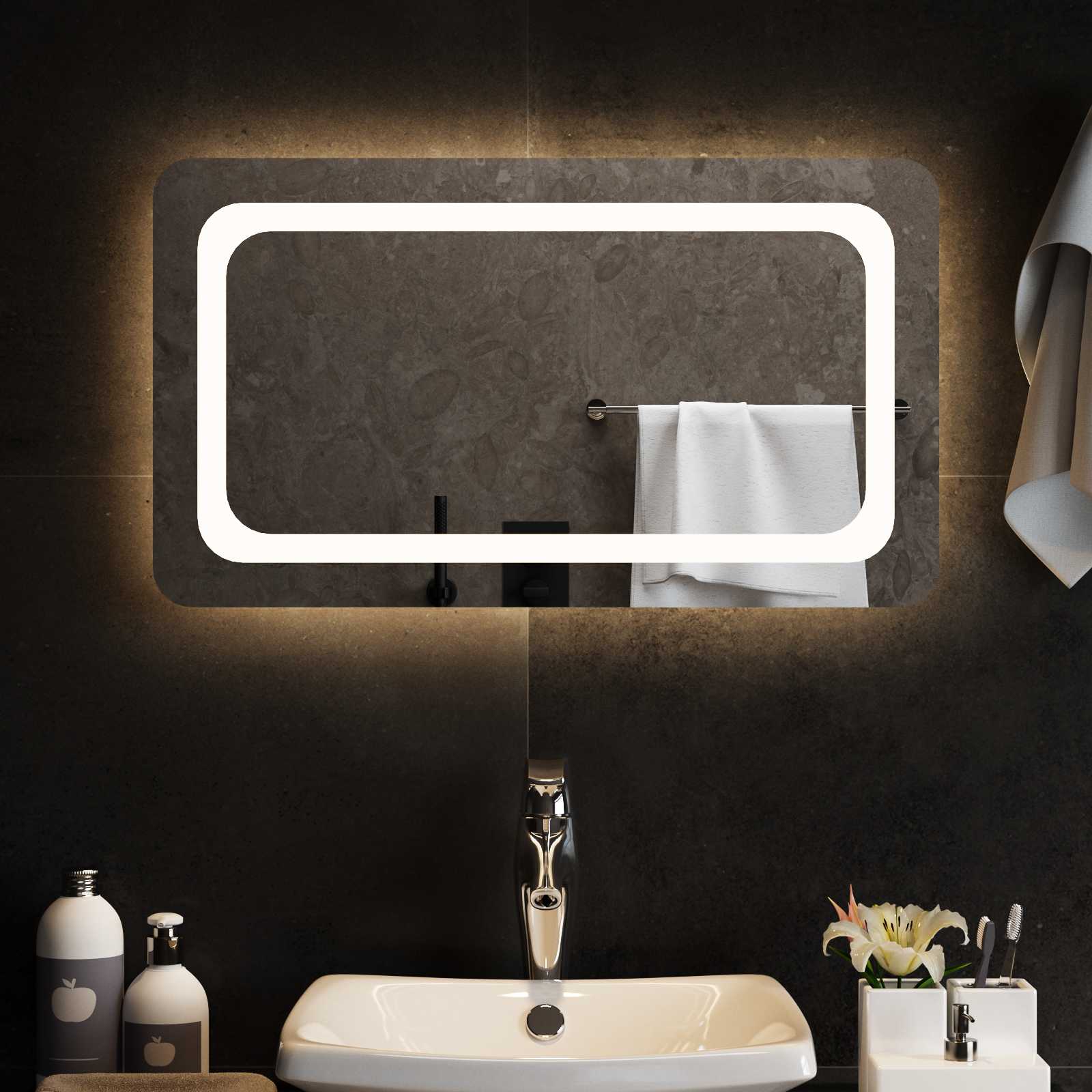 Specchio da bagno LED Trasparente 70 x 40 cm vetro temperato