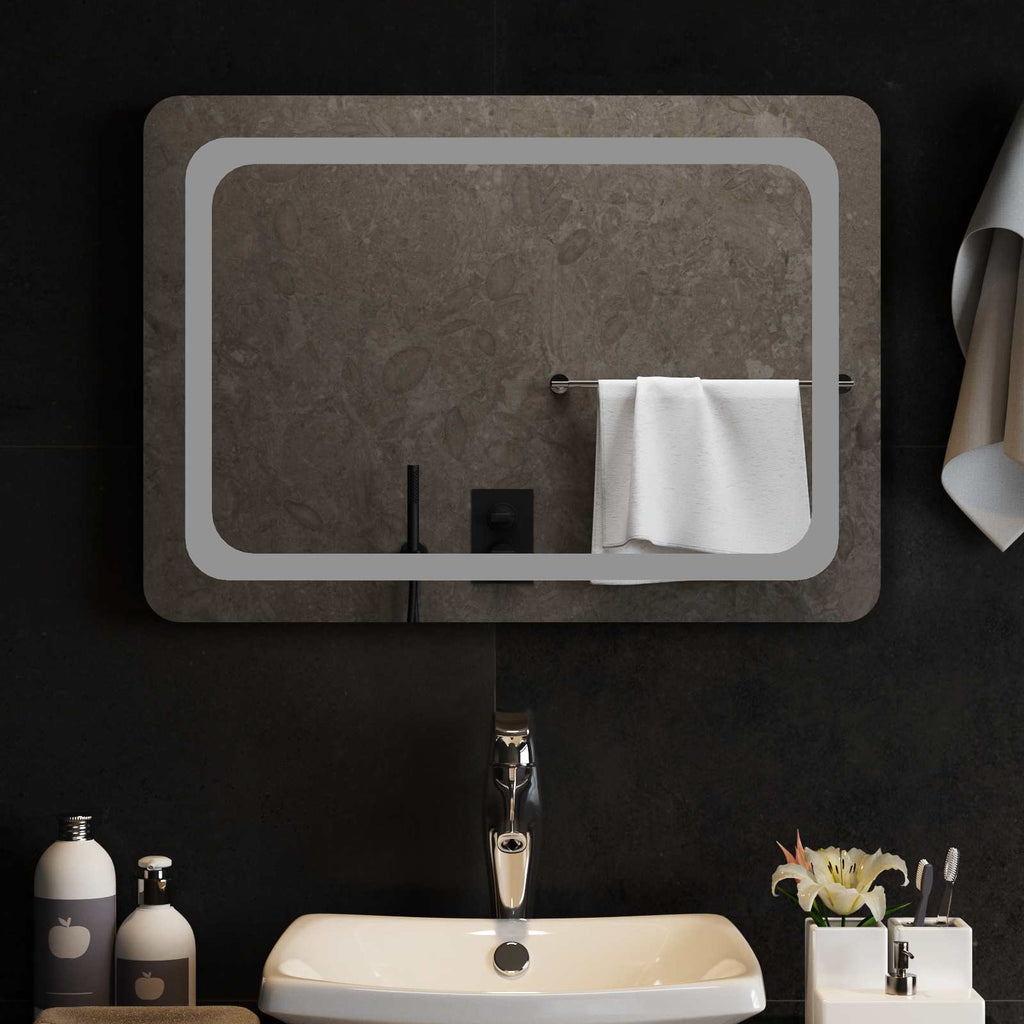 Specchio da bagno LED Trasparente 70 x 50 cm vetro temperato