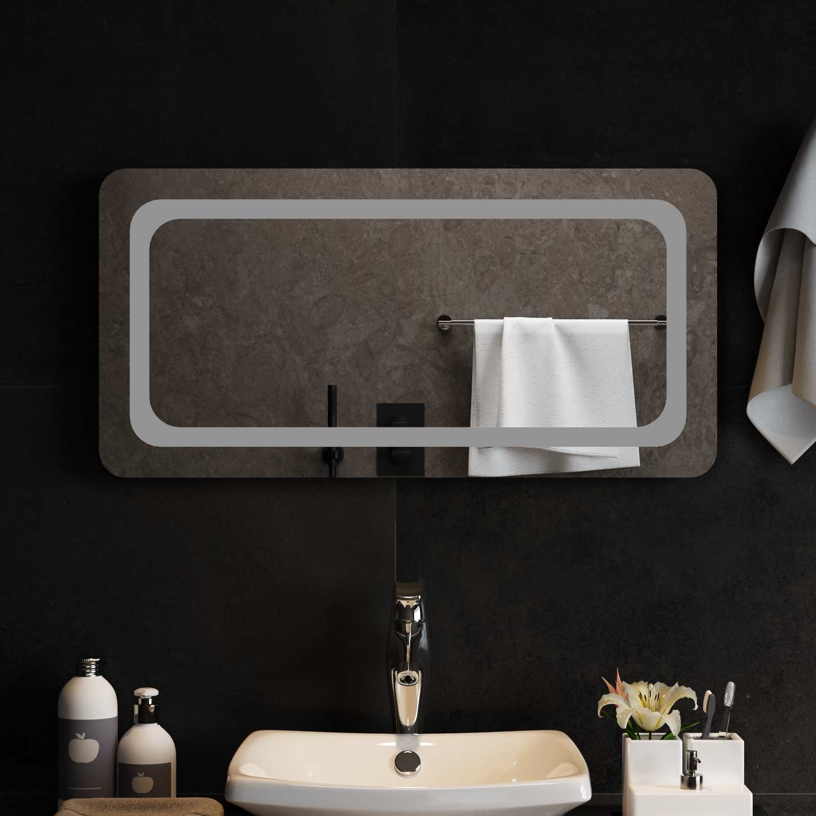 Specchio da bagno LED Trasparente 80 x 40 cm vetro temperato