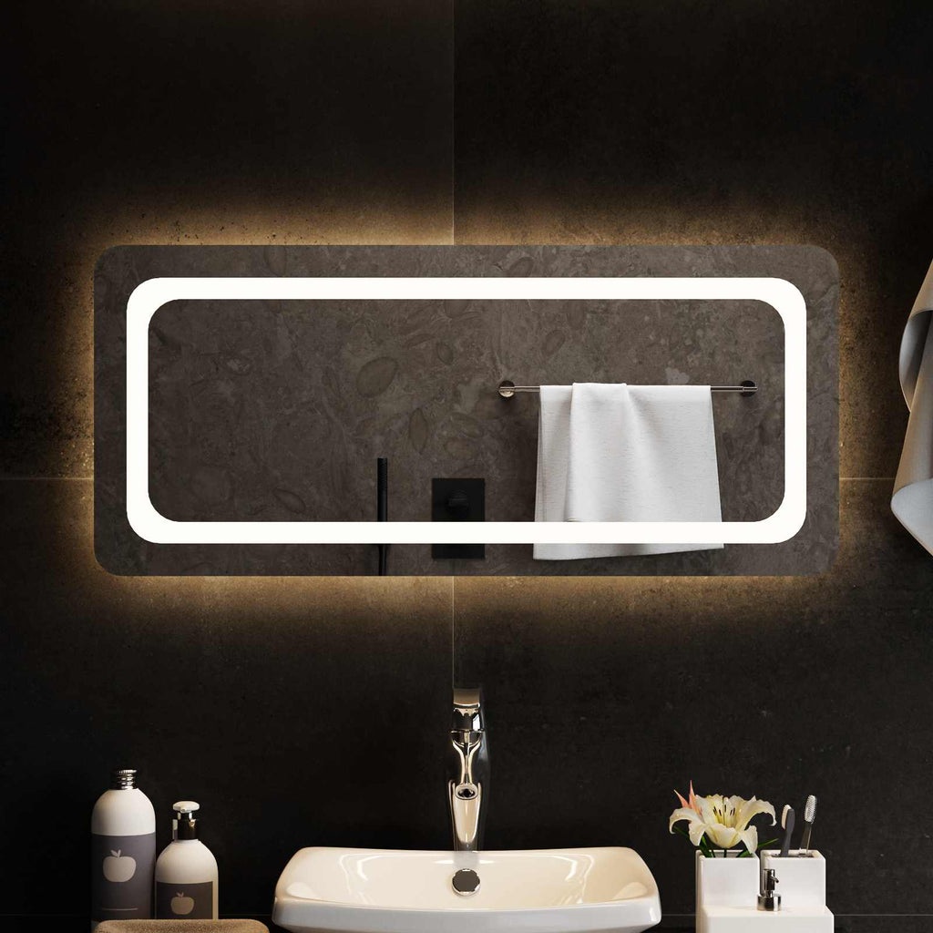 Specchio da bagno LED Trasparente 90 x 40 cm vetro temperato