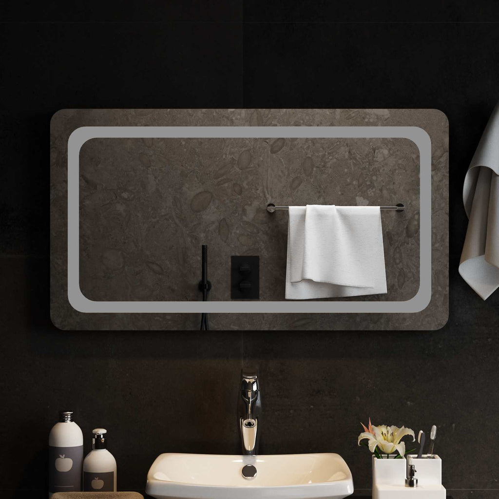 Specchio da bagno LED Trasparente 90 x 50 cm vetro temperato
