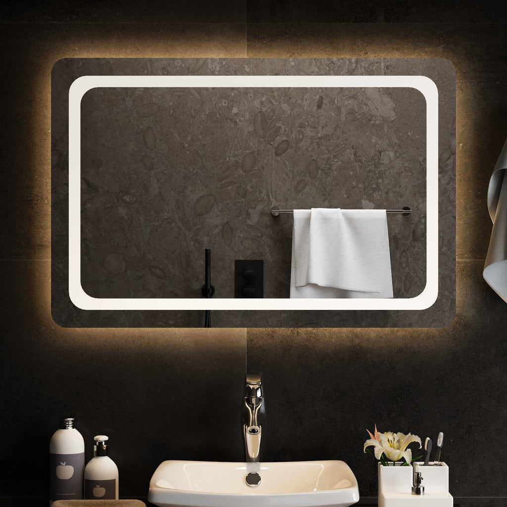 Specchio da bagno LED Trasparente 90 x 60 cm vetro temperato
