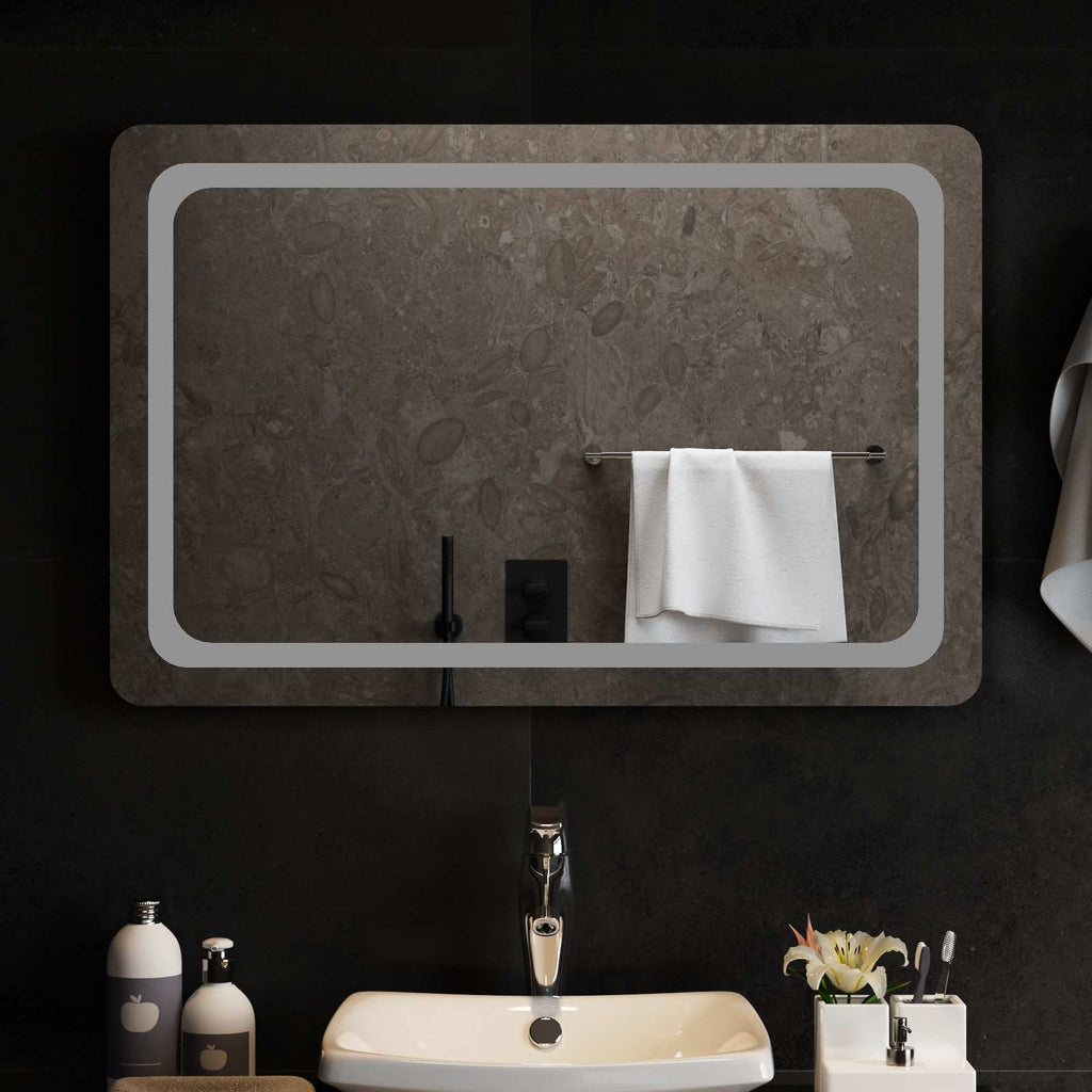 Specchio da bagno LED Trasparente 90 x 60 cm vetro temperato