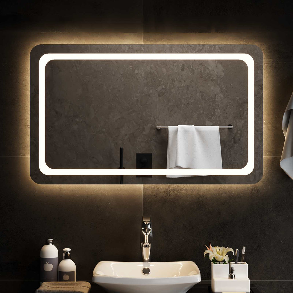 Specchio da bagno LED Trasparente 100 x 60 cm vetro temperato