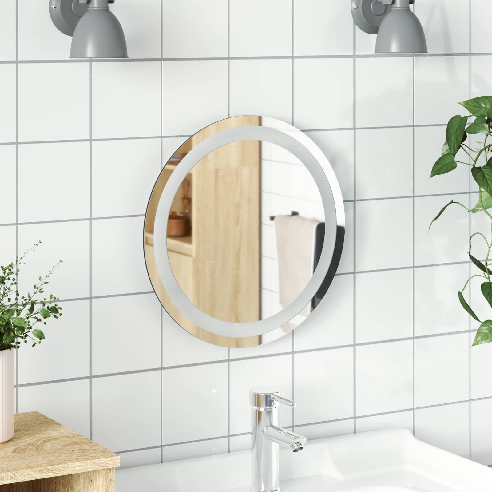 Specchio da bagno LED Trasparente Ø 40 cm vetro temperato