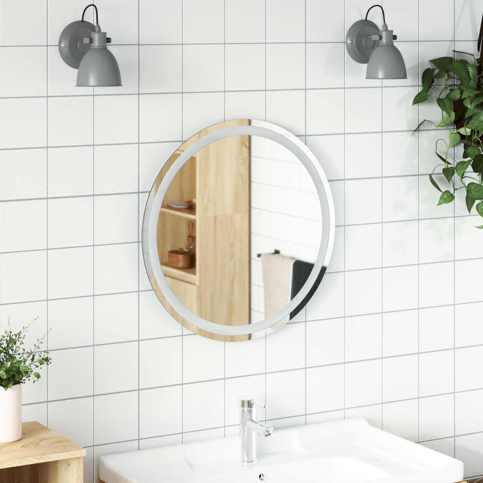 Specchio da bagno LED Trasparente Ø 60 cm vetro temperato