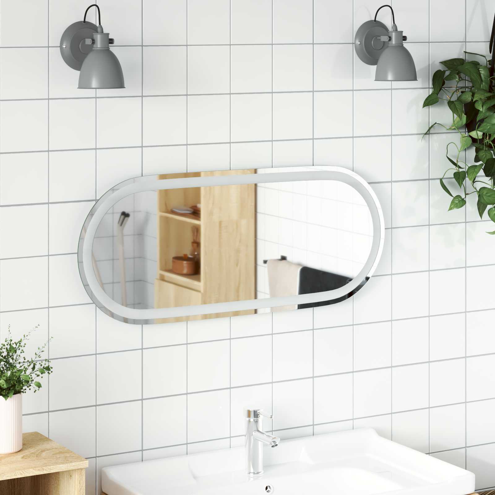 Specchio da bagno LED Trasparente 90 x 40 cm vetro temperato